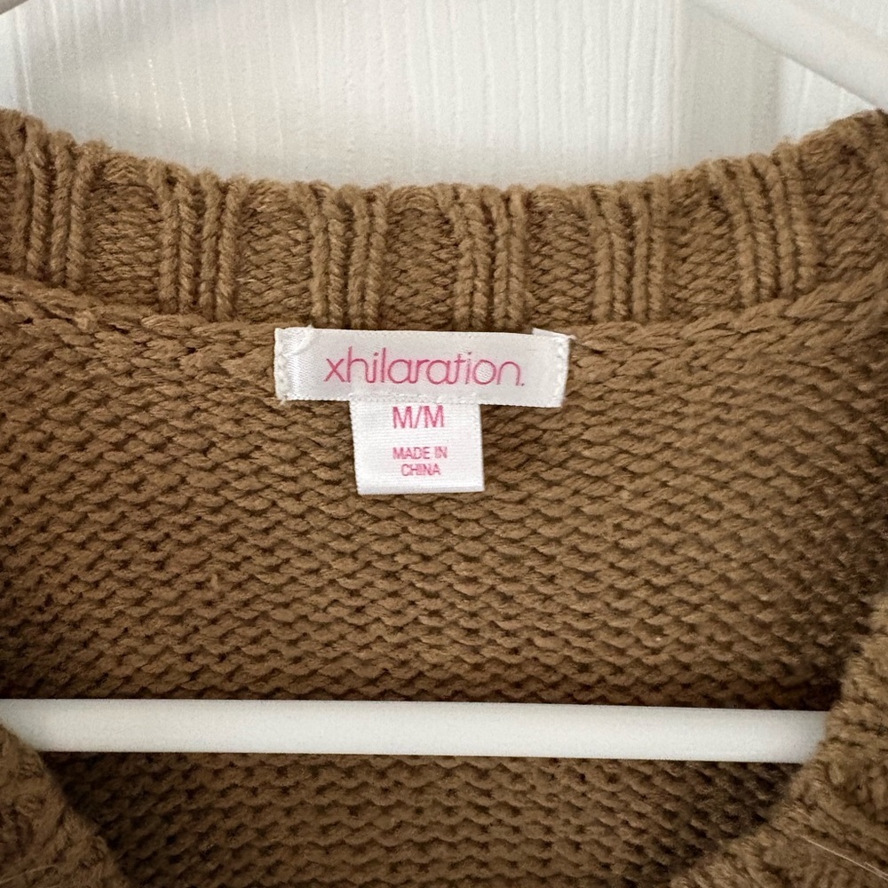 Brown Faux Fur Vest Xhilaration Medium Cozy Knit Back Boho Layering Fall Winter - Picture 5 of 6